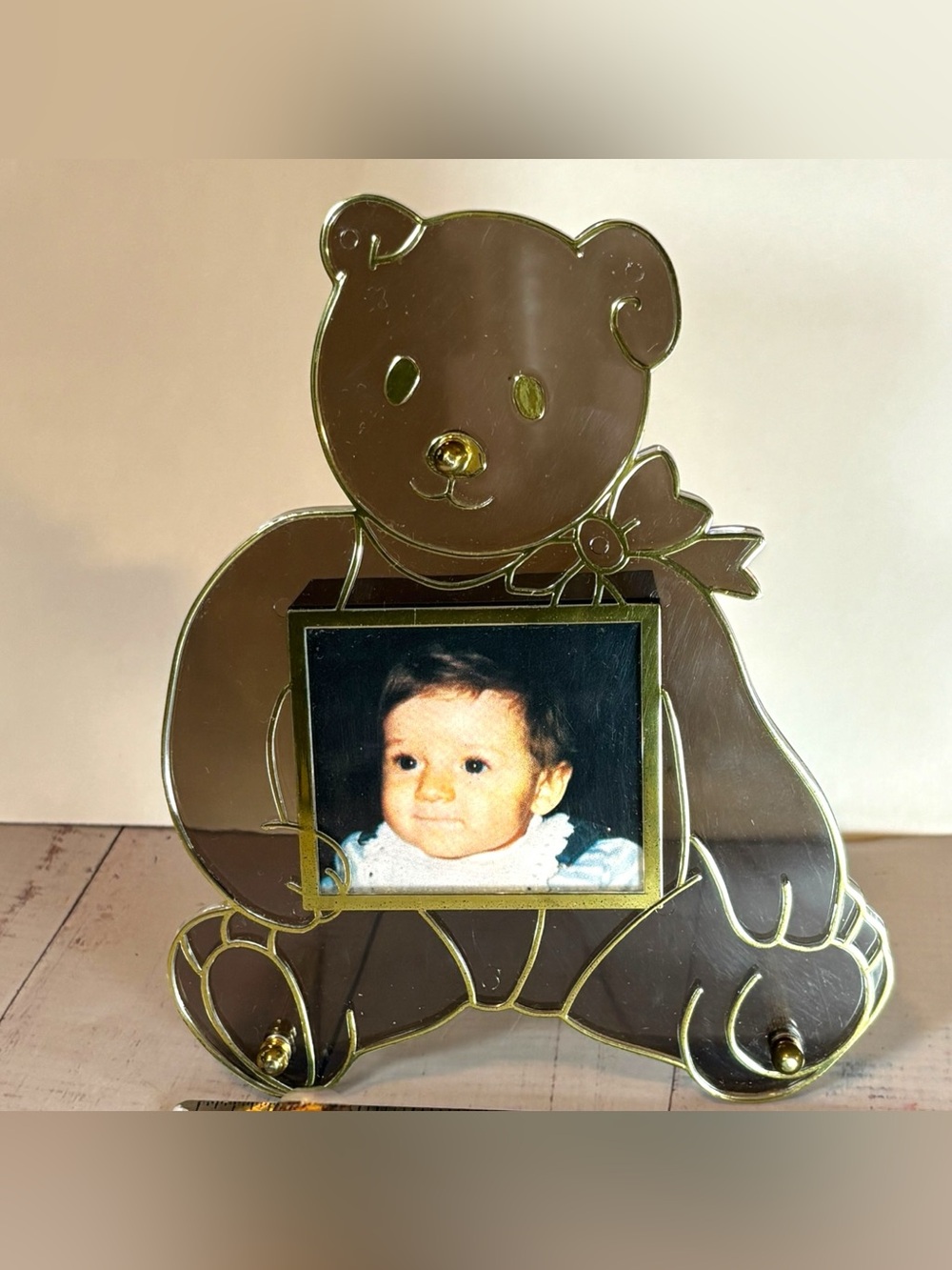 Vintage Teddy Bear Musical Picture Frame Acrylic